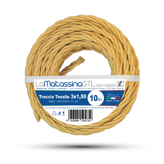 SAGOME - Foto Matassine - ombra_GTL - LaMatassina - Treccia Tessile 3x1,5- 10m - oro